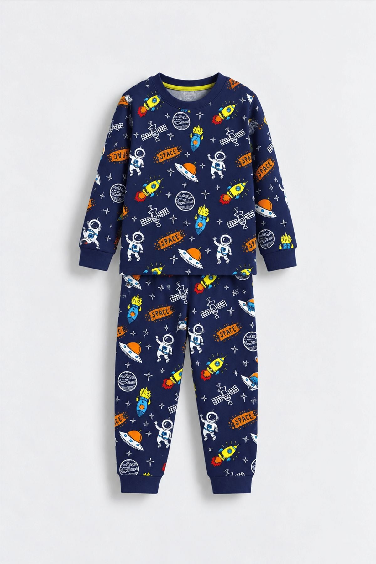 Space Uzay Desenli Uzun kollu Erkek Çocuk Pijama Takımı
