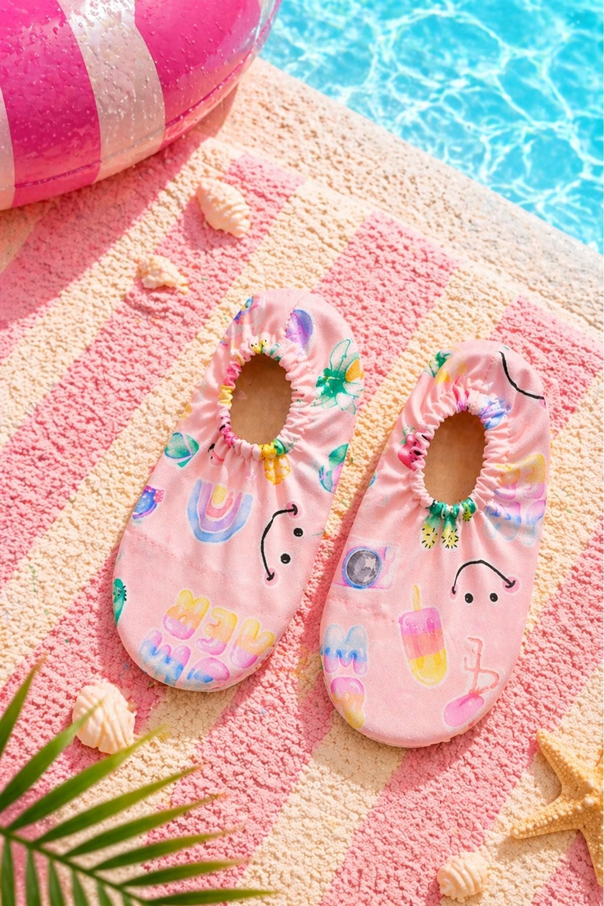 Summer Pembe Renk Kaymaz Taban Bebek - Çocuk Deniz Ayakkabısı