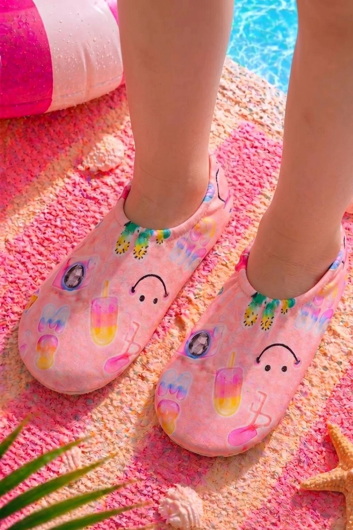 Summer Pembe Renk Kaymaz Taban Bebek - Çocuk Deniz Ayakkabısı