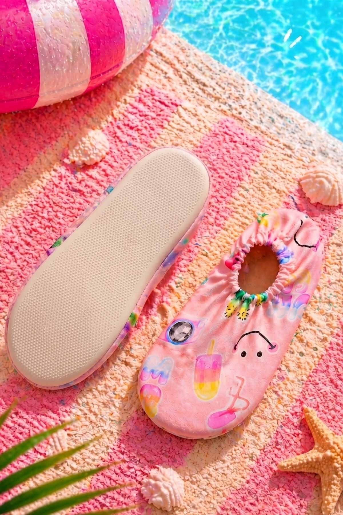 Summer Pembe Renk Kaymaz Taban Bebek - Çocuk Deniz Ayakkabısı