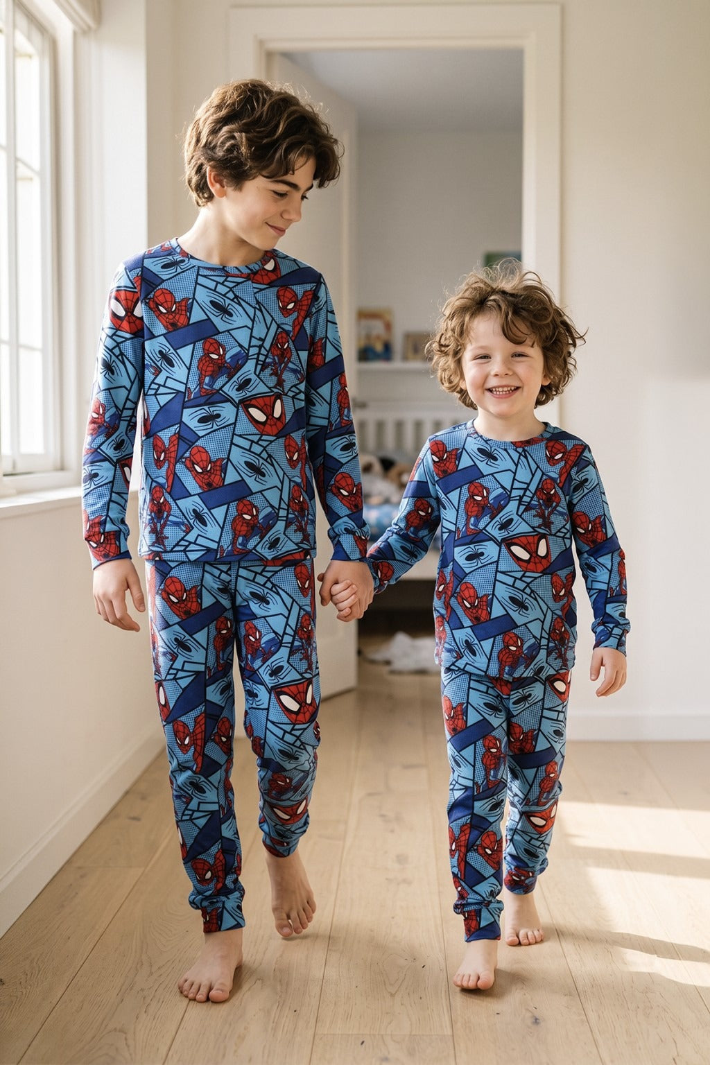 Süper Kahraman Desenli Turkuaz Renk Uzun Kol Erkek Çocuk Pijama Takımı