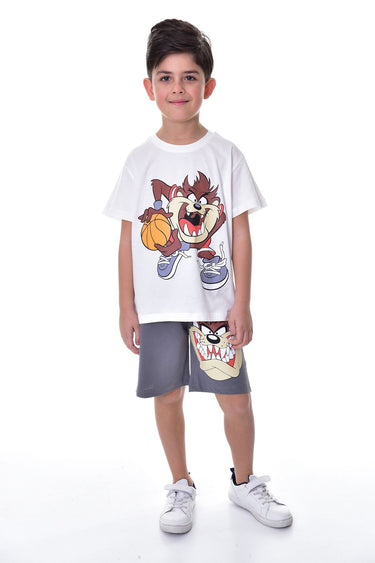 Tazmanya (Tasmanian Devil) Baskılı 2'li Şort - T-Shirt Çocuk Takım