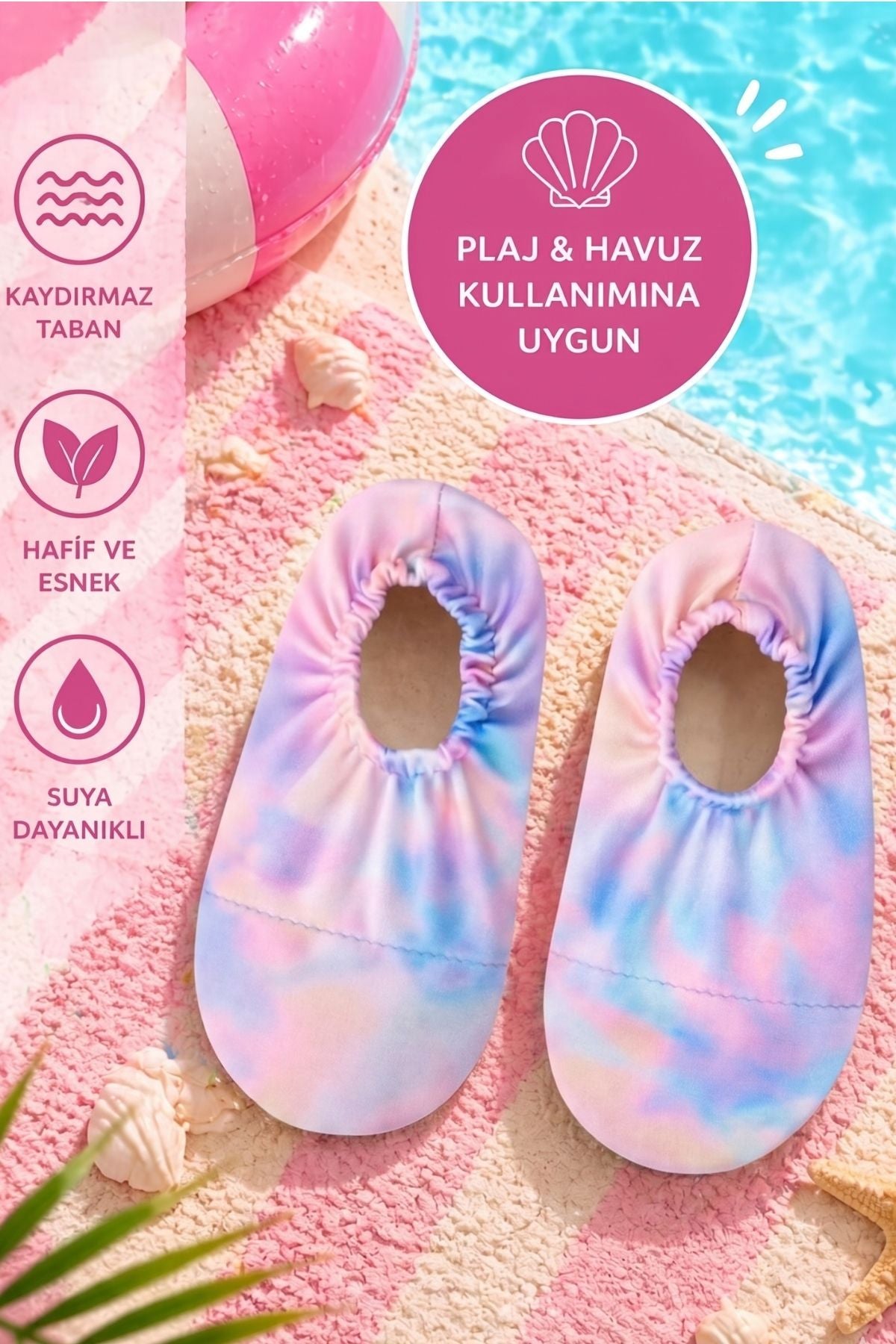 Tie - Dye Renkli Kaymaz Taban Bebek - Çocuk Deniz Ayakkabısı