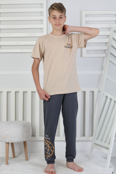 True Champion Basketbol Baskılı Kısa Kol Erkek Çocuk Pijama Takımı