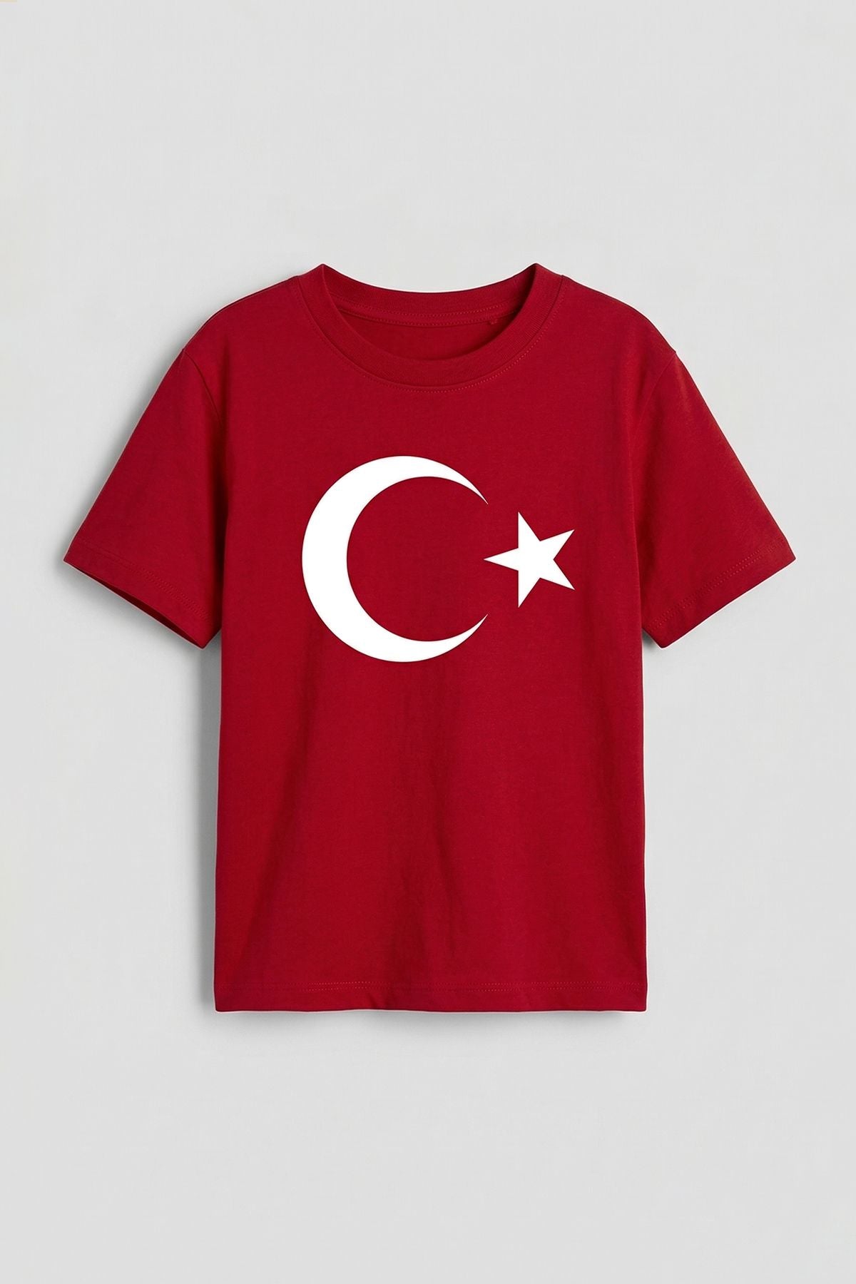 Türk Bayrağı Baskılı Kırmızı Renk T-Shirt