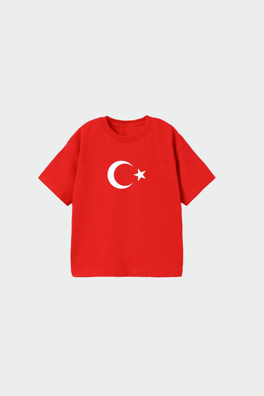 Türk Bayrağı Baskılı Kırmızı T-shirt