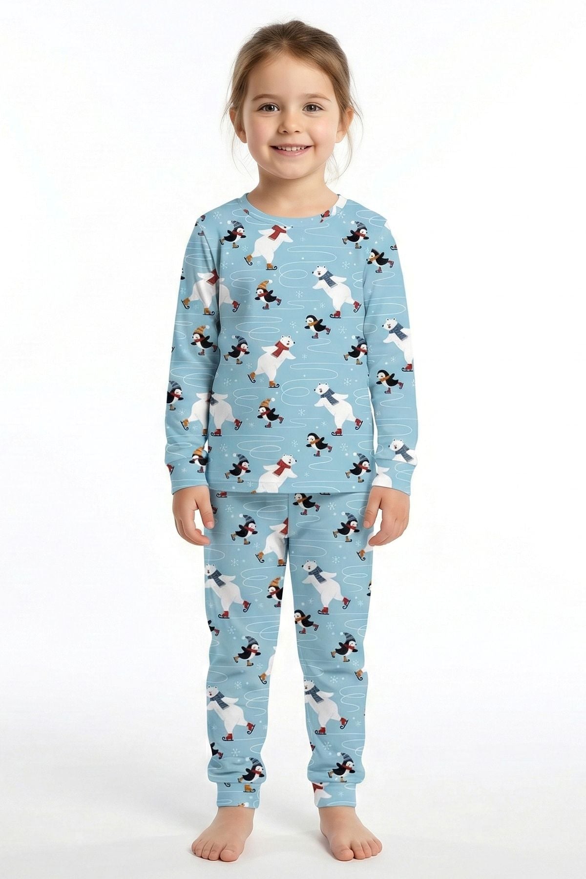 Unisex İnterlok Bebe Mavisi Yılbaşı Temalı Pijama Takımı