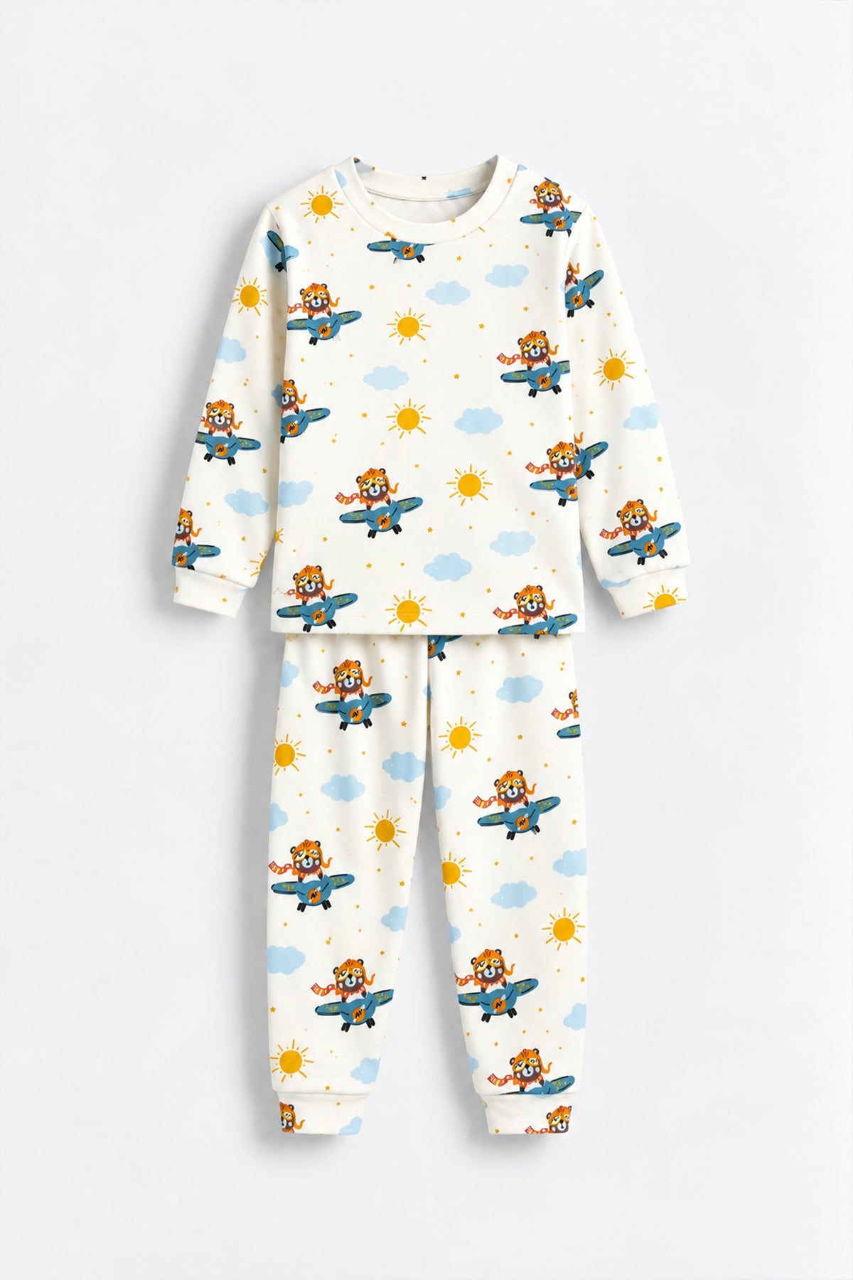 Unisex Sevimli Uçan Ayı Desenli Çocuk Pijama Takımı