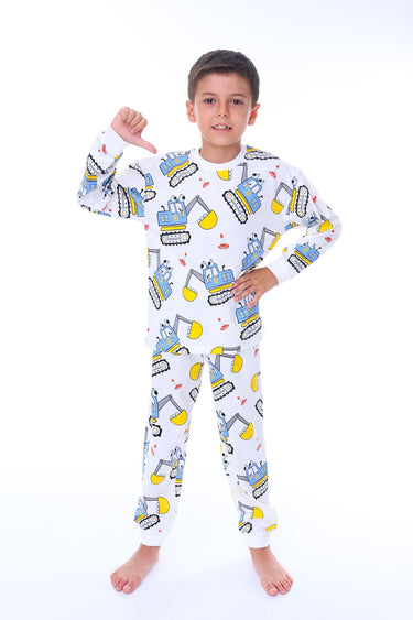 Work Machines Dino Desenli Erkek Pijama Takımı