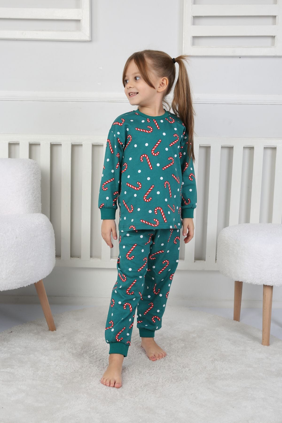 Sevimli Kardan Adam-Penguen Desenli %100 Pamuk Unisex Çocuk Pijama Takımı