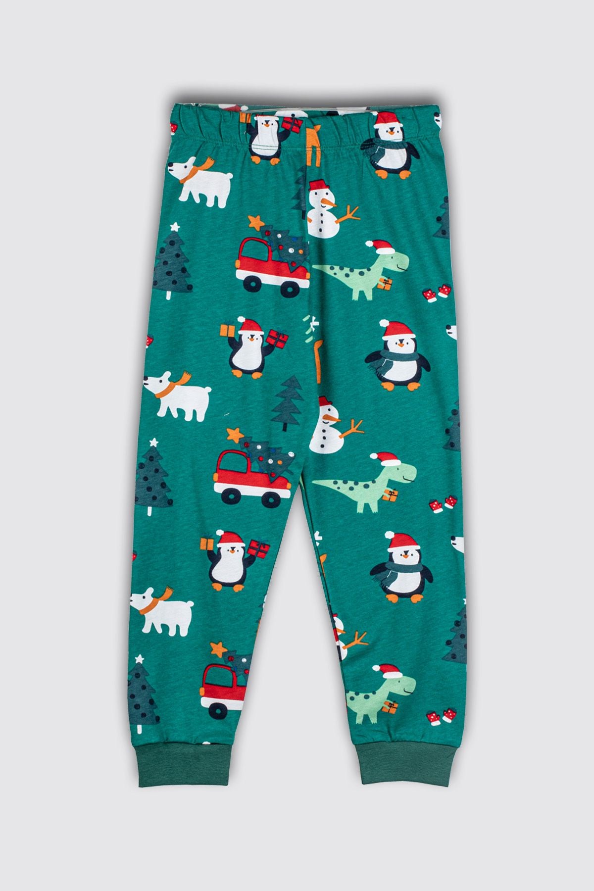 Sevimli Kardan Adam-Penguen Desenli %100 Pamuk Unisex Çocuk Pijama Takımı
