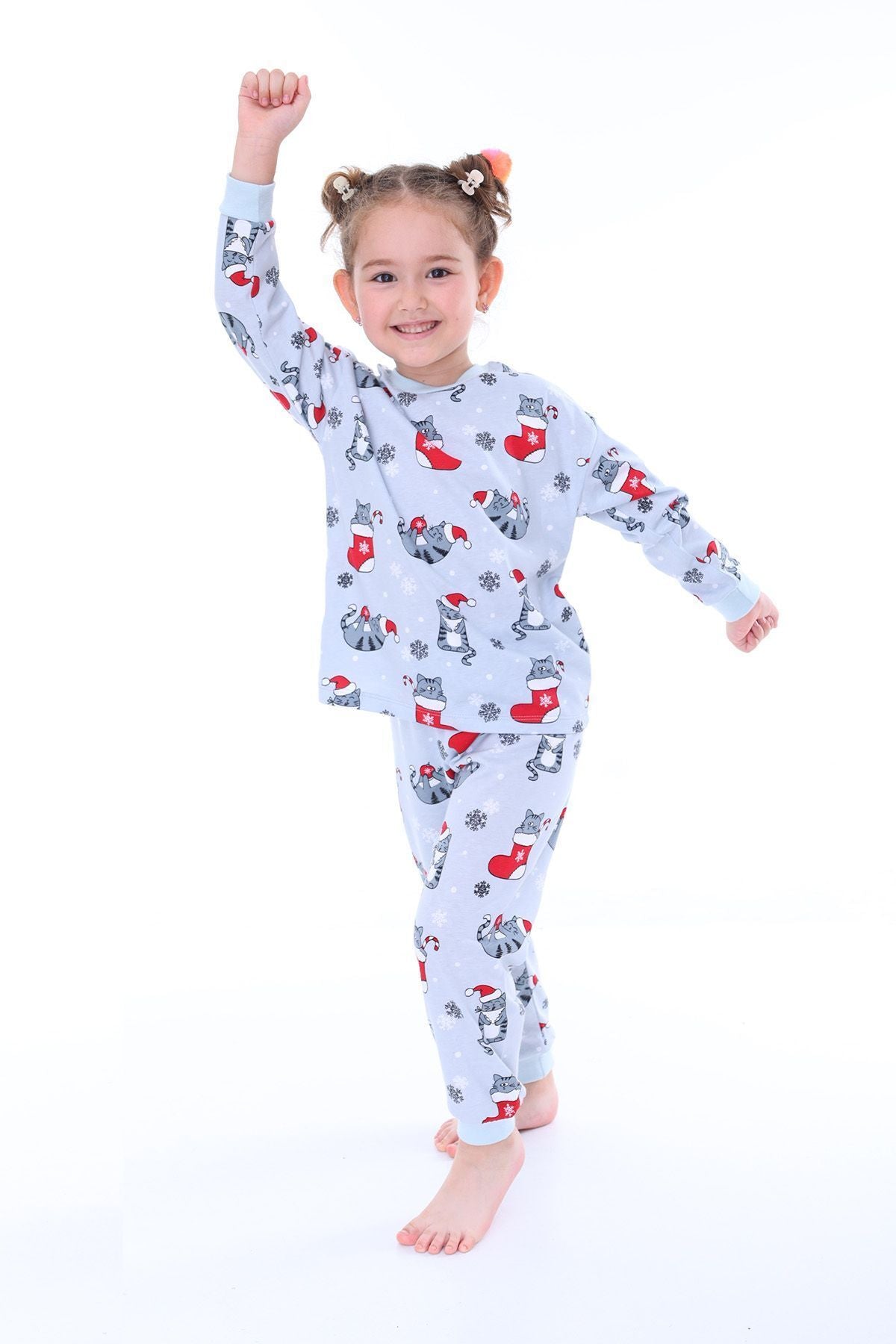 Sevimli Kardan Adam-Penguen Desenli %100 Pamuk Unisex Çocuk Pijama Takımı