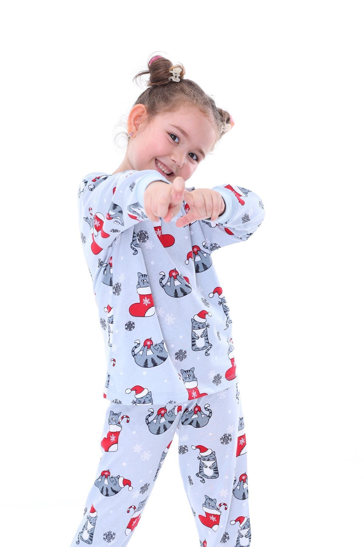 Sevimli Kardan Adam-Penguen Desenli %100 Pamuk Unisex Çocuk Pijama Takımı