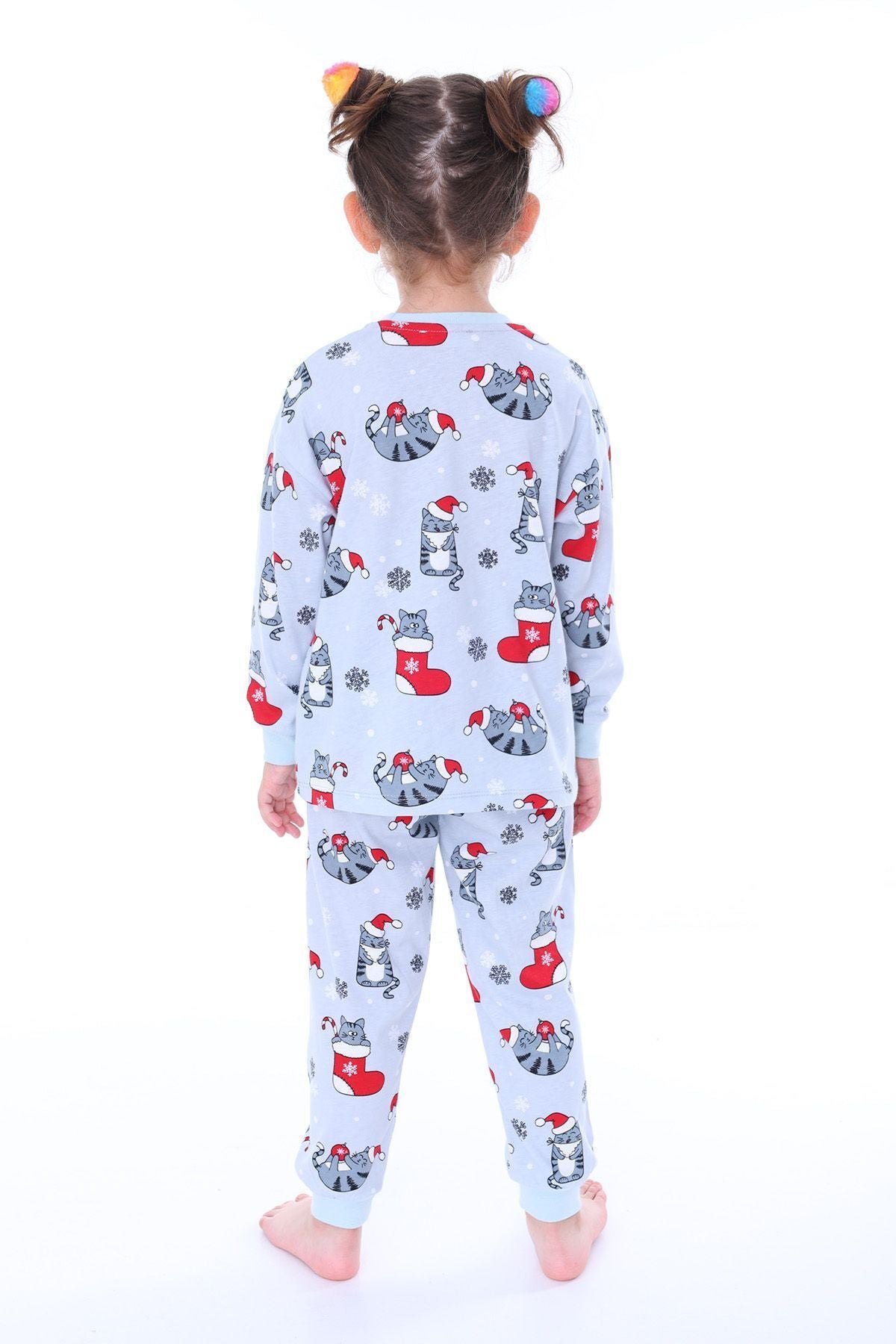 Sevimli Kardan Adam-Penguen Desenli %100 Pamuk Unisex Çocuk Pijama Takımı