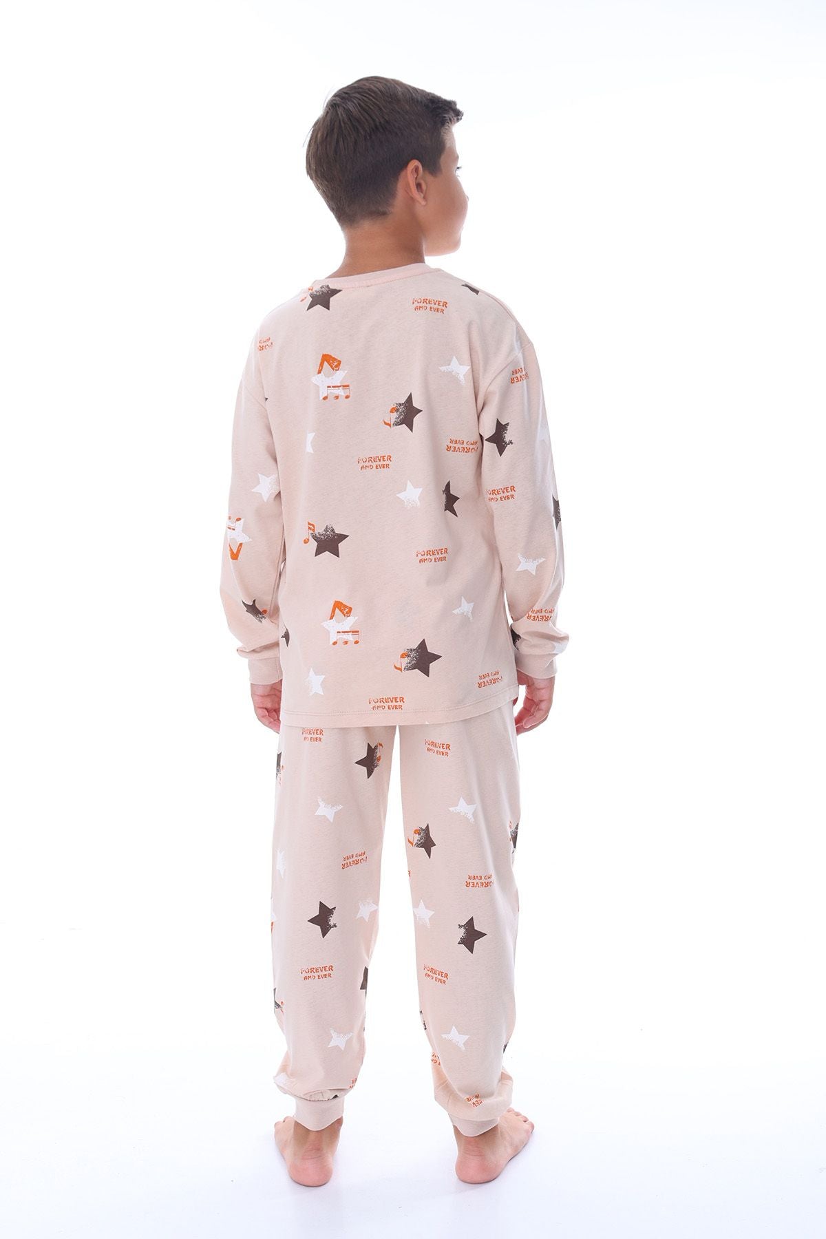 Yıldız Nota Desenli Mavi Pijama Takımı