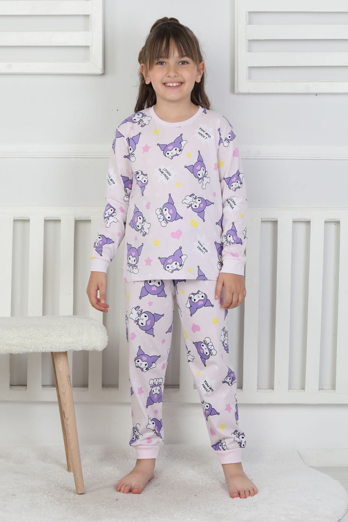 You Aro Rocc Kuromi Desenli Kız Çocuk Pijama Takımı