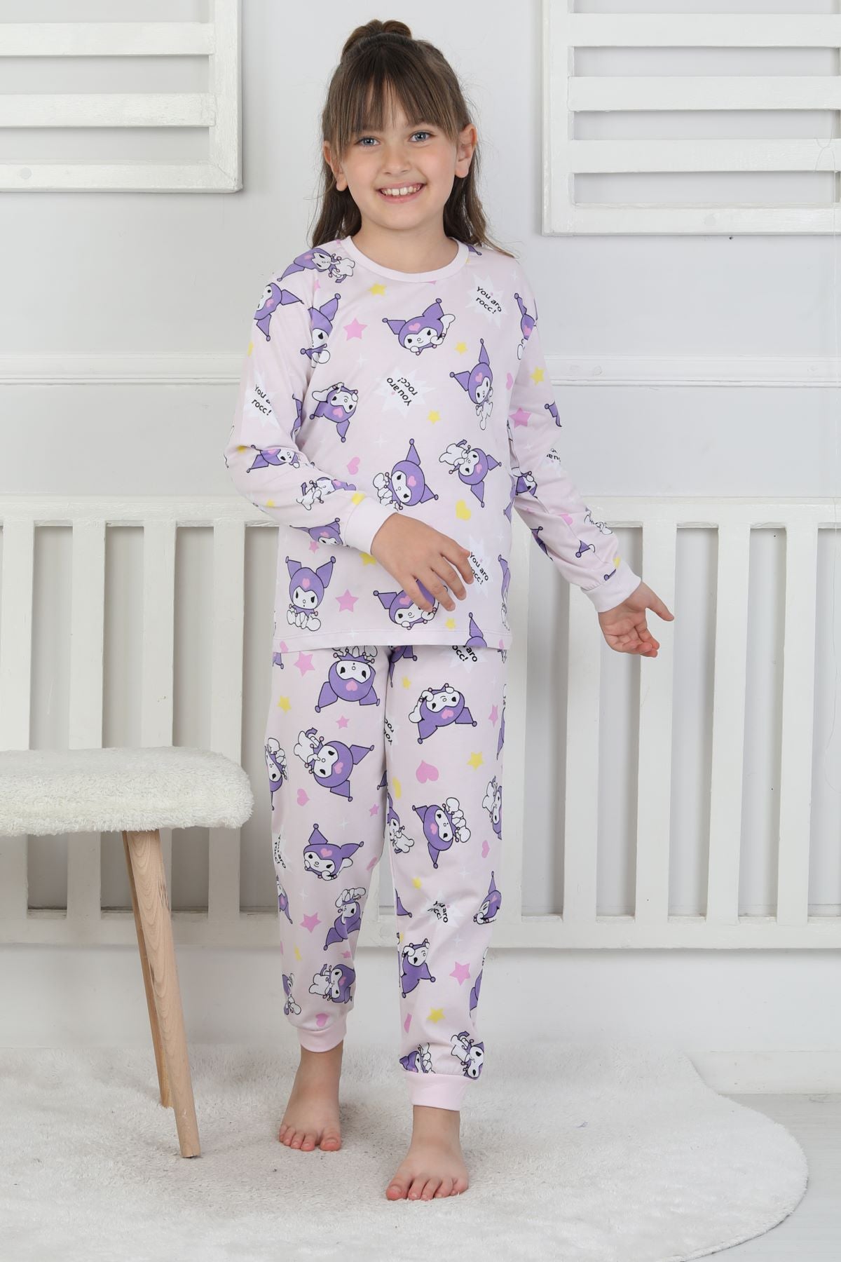 You Aro Rocc Kuromi Desenli Kız Çocuk Pijama Takımı