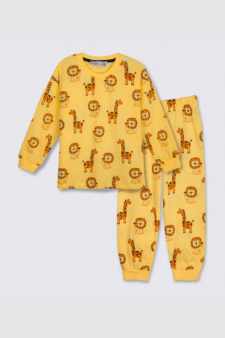 Safari Erkek Çocuk Pijama Takımı (Zürafa ve Aslan Desenli)